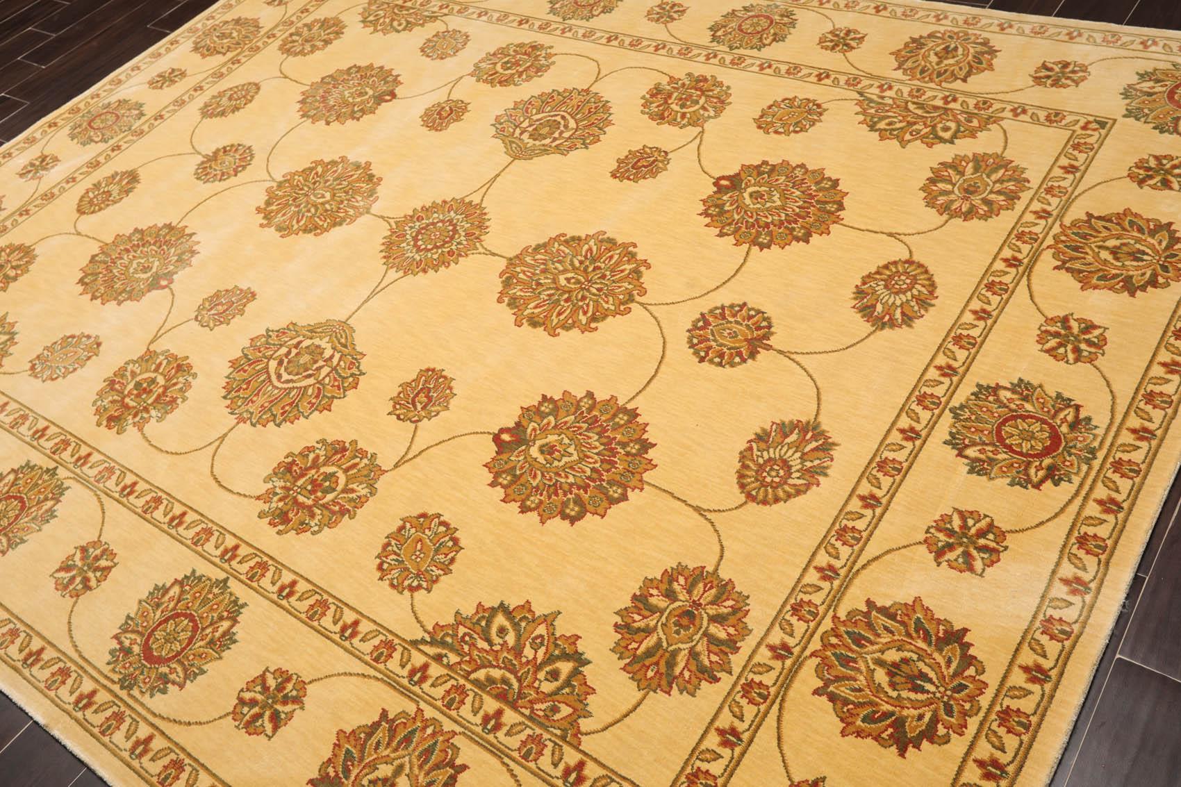 7'6" x 9'6" Machine Made 100% Wool Oriental Area Rug Champagne, Green-2
