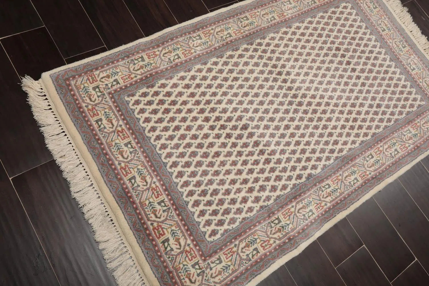 Paisley Boteh Hand Knotted Wool Traditional Oriental Area Rug Cream 3'x5'11''-2
