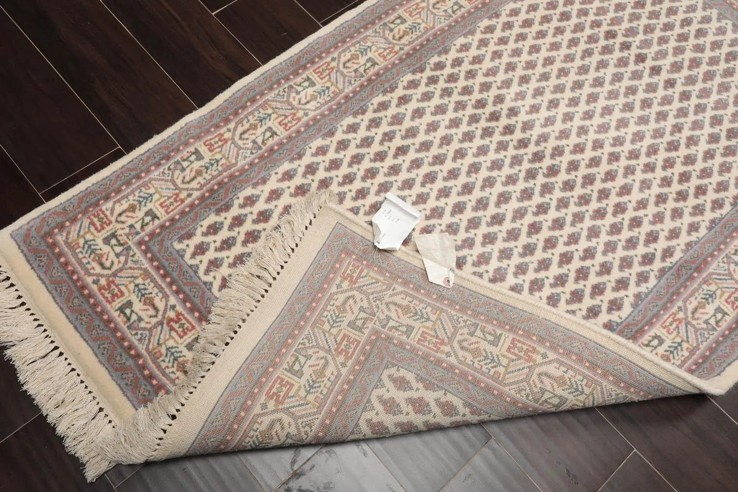 Paisley Boteh Hand Knotted Wool Traditional Oriental Area Rug Cream 3'x5'11''-3