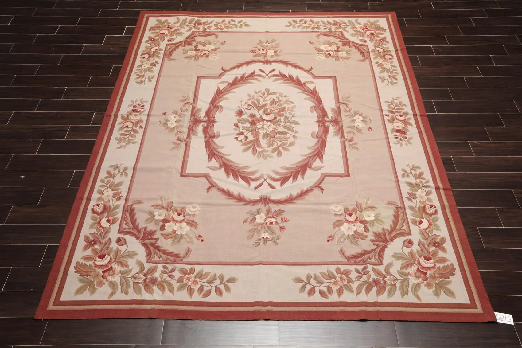 8' x 10' Hand Woven Wool French Aubusson Flatweave Area Rug Taupe-1