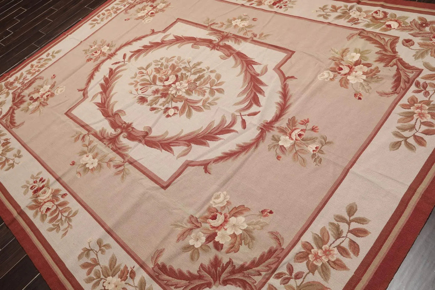8' x 10' Hand Woven Wool French Aubusson Flatweave Area Rug Taupe-2