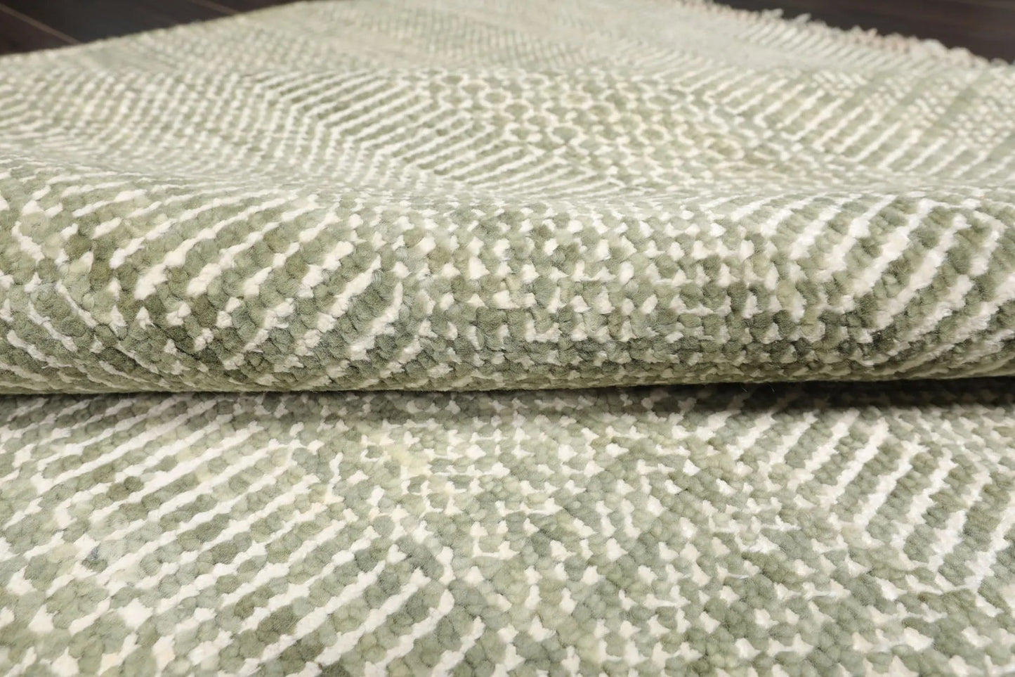 LoomBloom Multi Sizes Sage Hand Knotted Contemporary  Tibetan Geometric Wool & Bamboo Silk  Oriental Area Rug-4