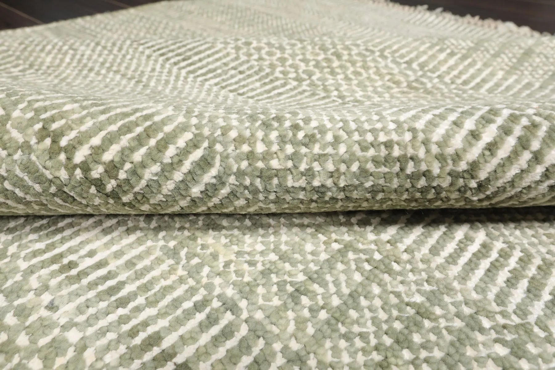 LoomBloom Multi Sizes Sage Hand Knotted Contemporary  Tibetan Geometric Wool & Bamboo Silk  Oriental Area Rug-4