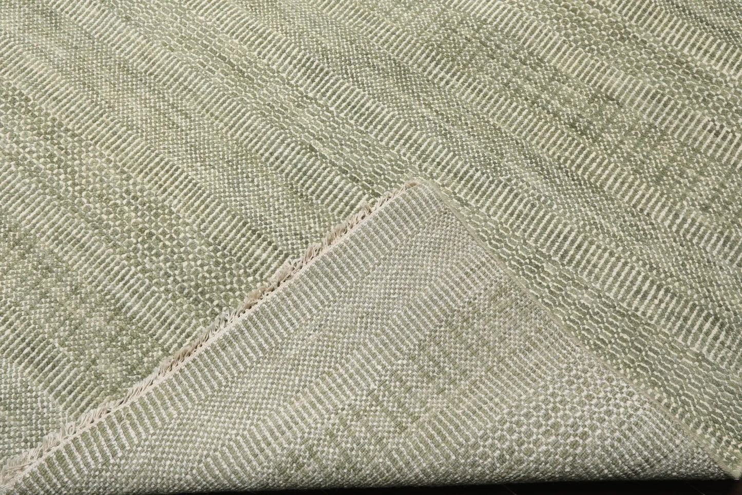LoomBloom Multi Sizes Sage Hand Knotted Contemporary  Tibetan Geometric Wool & Bamboo Silk  Oriental Area Rug-3