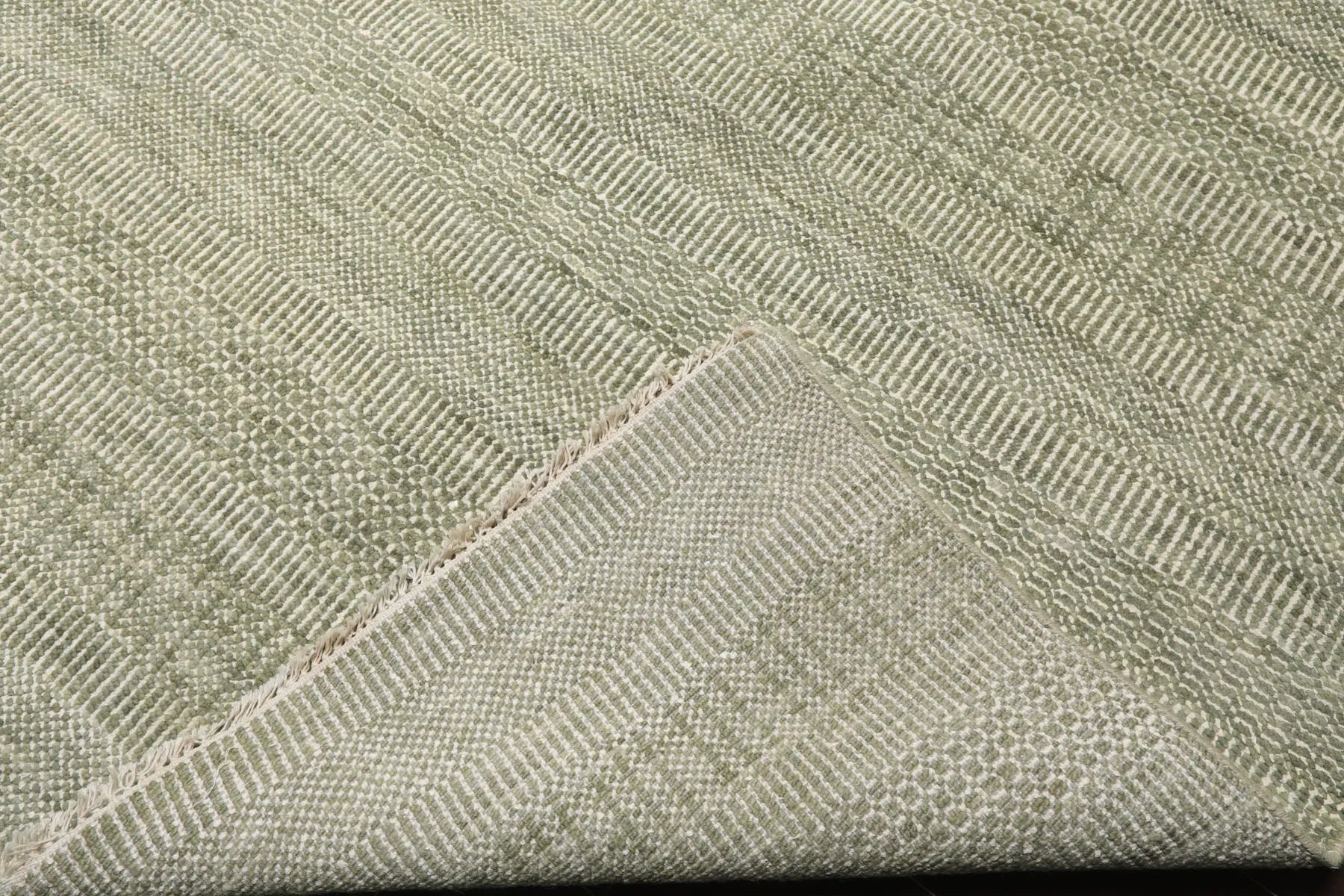 LoomBloom Multi Sizes Sage Hand Knotted Contemporary  Tibetan Geometric Wool & Bamboo Silk  Oriental Area Rug-3