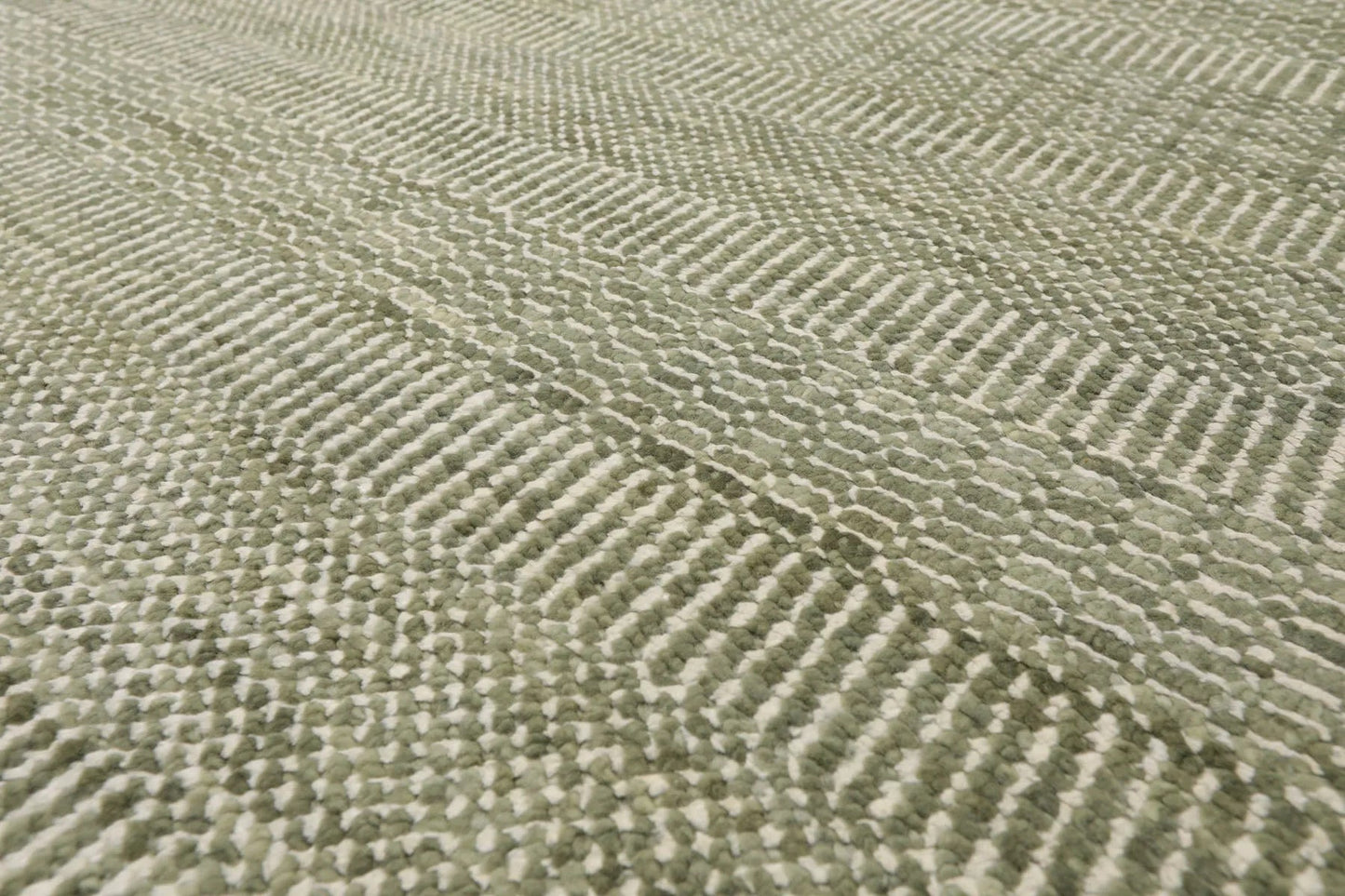 LoomBloom Multi Sizes Sage Hand Knotted Contemporary  Tibetan Geometric Wool & Bamboo Silk  Oriental Area Rug-2