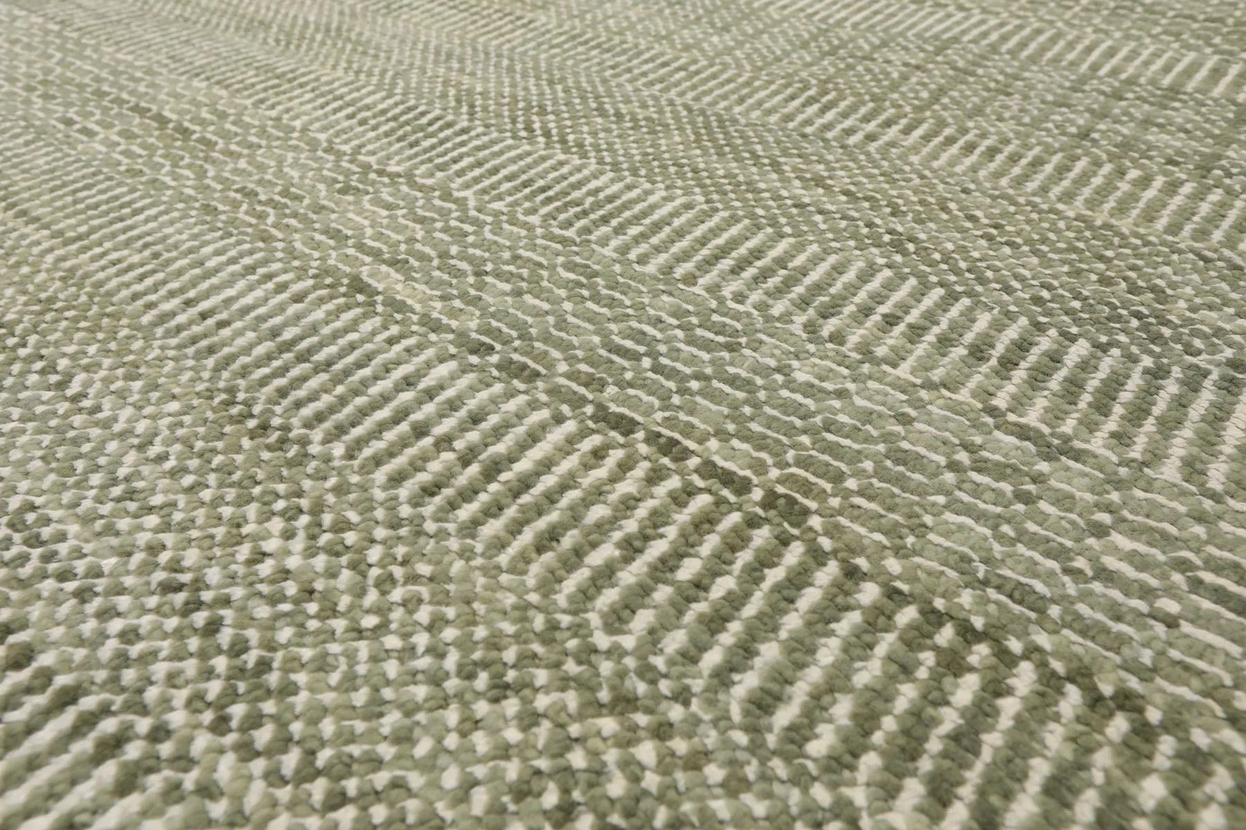 LoomBloom Multi Sizes Sage Hand Knotted Contemporary  Tibetan Geometric Wool & Bamboo Silk  Oriental Area Rug-2