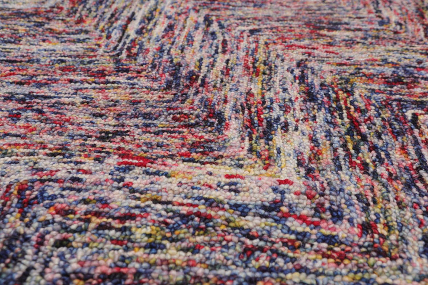 3'4" x 5' Handmade Zig Zag Medley Wool Loop Pile Area Rug Contemporary Multi-4