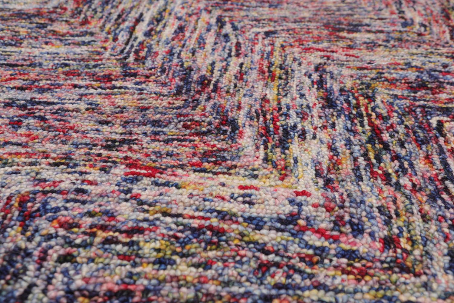 3'4" x 5' Handmade Zig Zag Medley Wool Loop Pile Area Rug Contemporary Multi-4