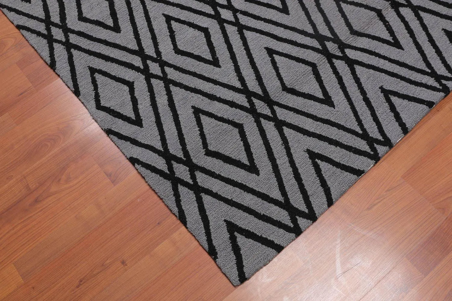 4' x 6' Handmade Loop Pile Diamond Wool Oriental Area rug Contemporary Gray-4