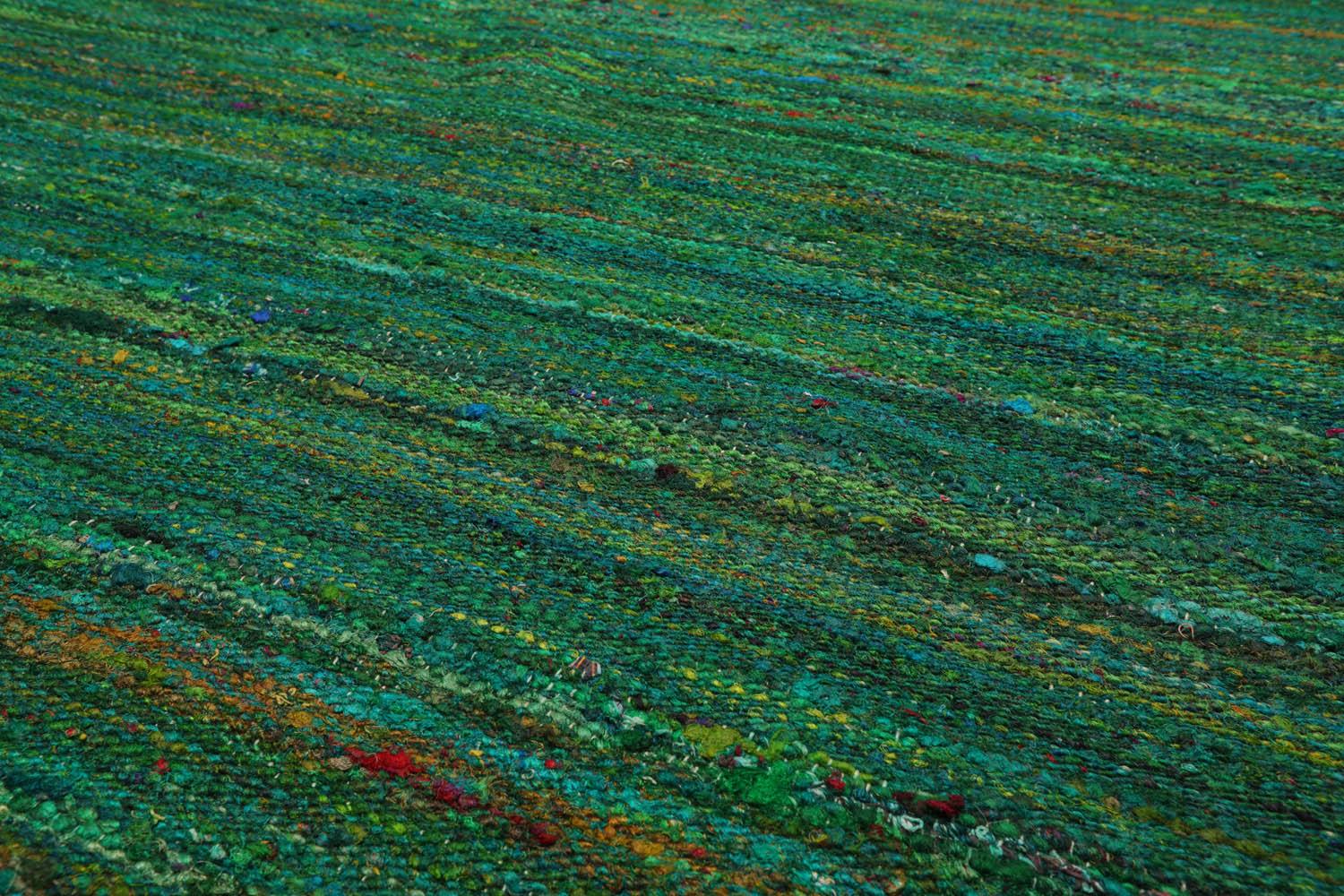 5' x 7'6" Hand Woven 100% Raw Silk Kilim Modern Oriental Area Rug Emerald-3