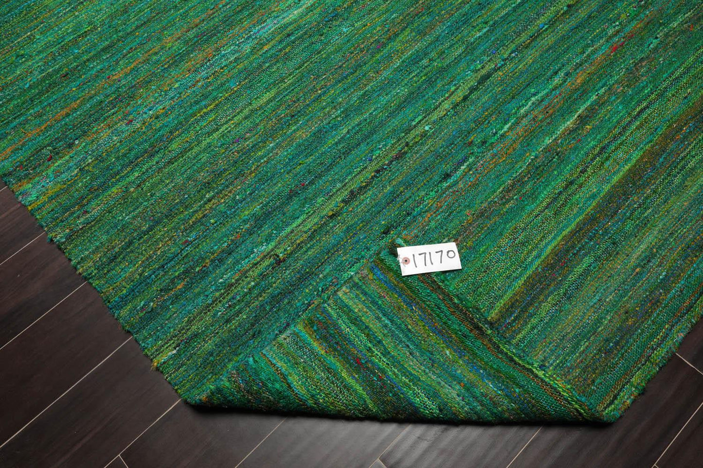 5' x 7'6" Hand Woven 100% Raw Silk Kilim Modern Oriental Area Rug Emerald-4