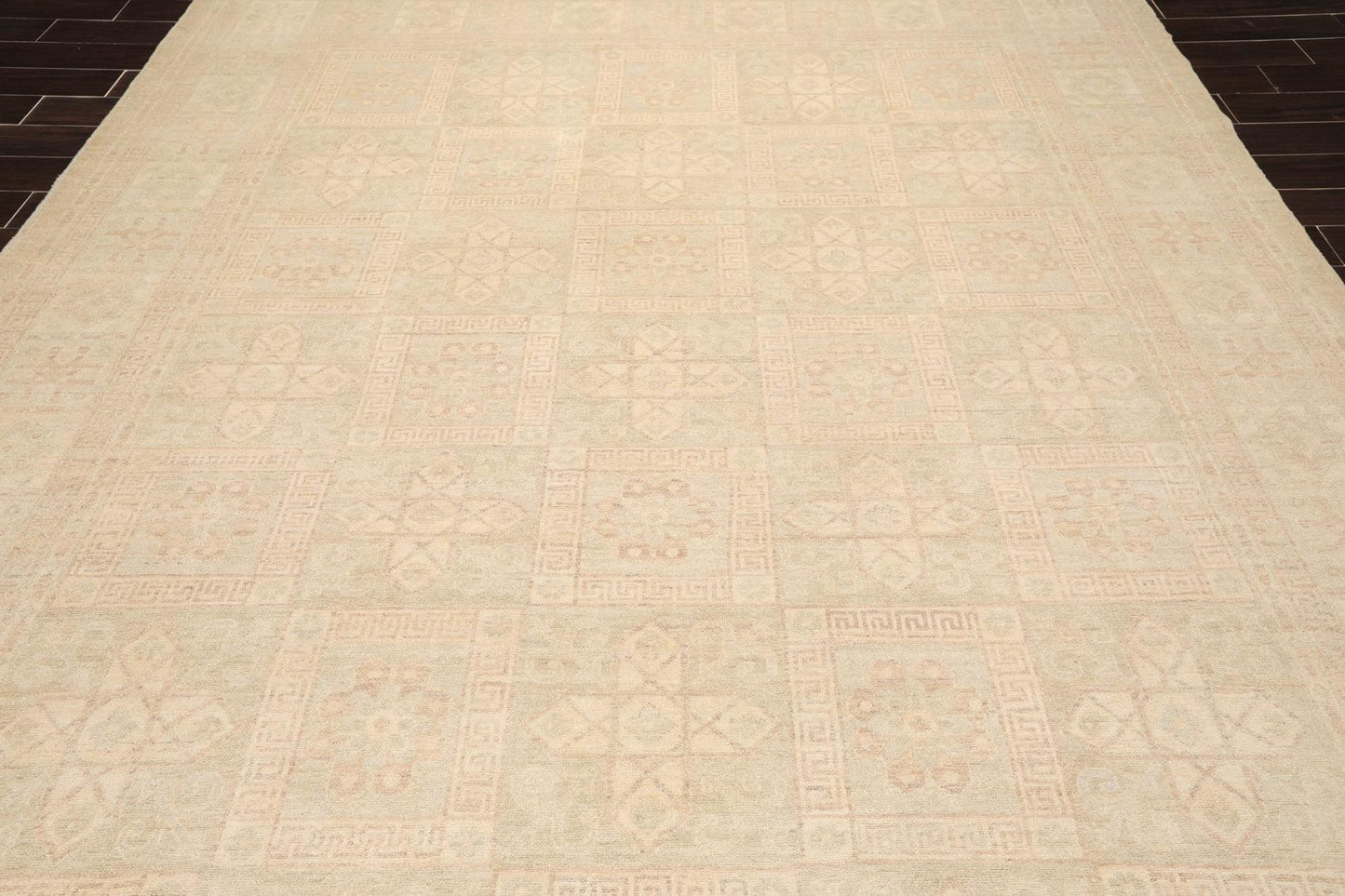 Muted 9'3" x 11'10" Hand Knotted 100% Wool Super fine Peshawar Area Rug Beige-4