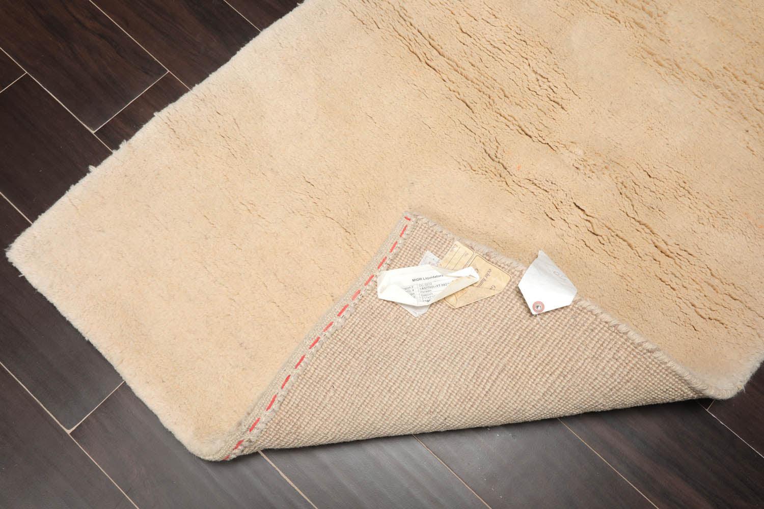 Vintage Gabbah Hand Knotted Modern Wool Area Rug Ivory 2'10" x 3'11"-2