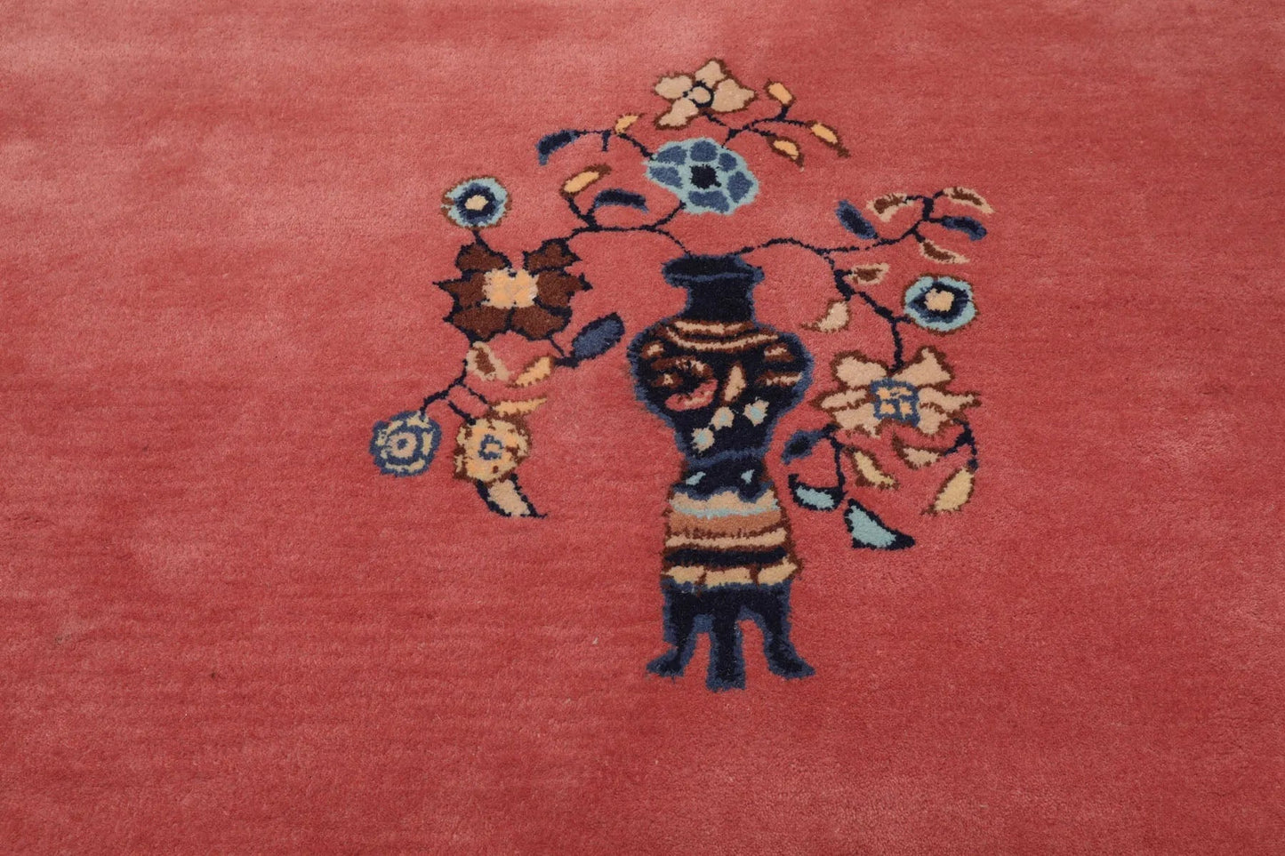 LoomBloom  Multi Sizes  Bubblegum Pink Hand Tufted Floral Vase Chinese Art Deco New Zealand Wool Oriental Area Rug-3