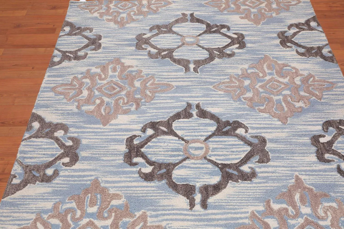 5' x 8' Handmade 100% Wool Loop Pile Area rug Transitional Ivory-2