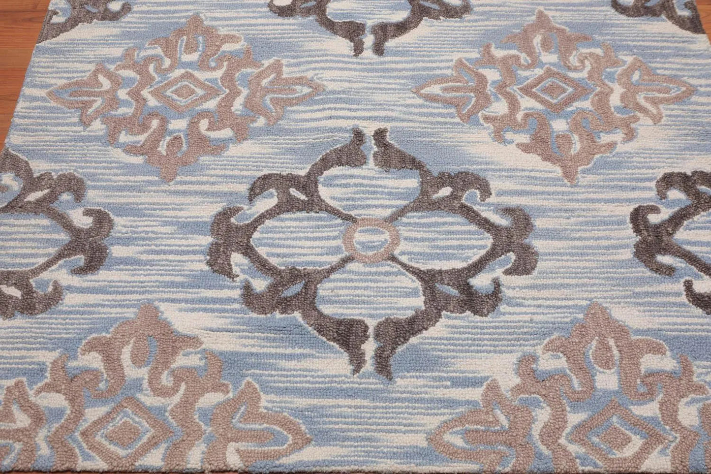 5' x 8' Handmade 100% Wool Loop Pile Area rug Transitional Ivory-3