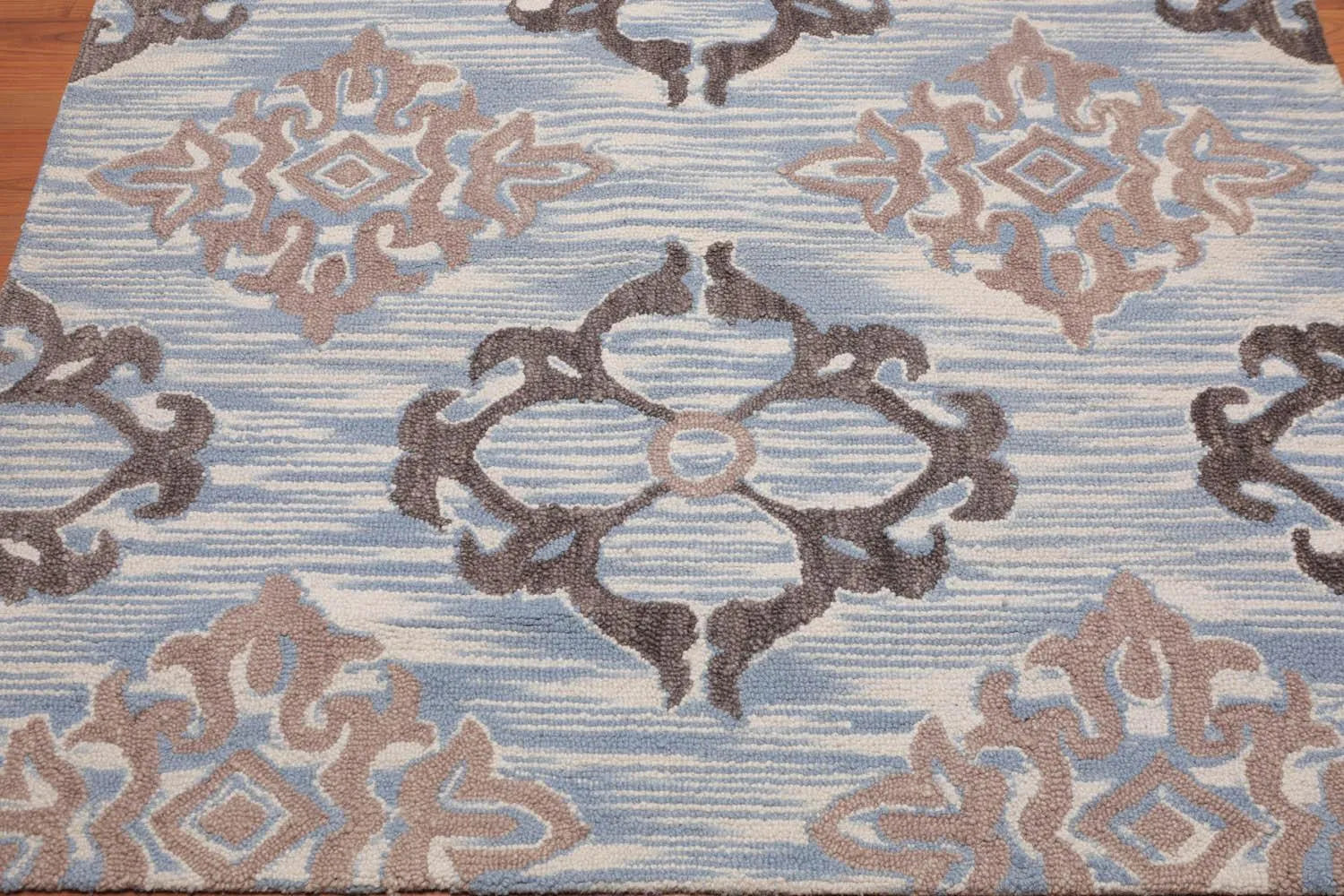 5' x 8' Handmade 100% Wool Loop Pile Area rug Transitional Ivory-3