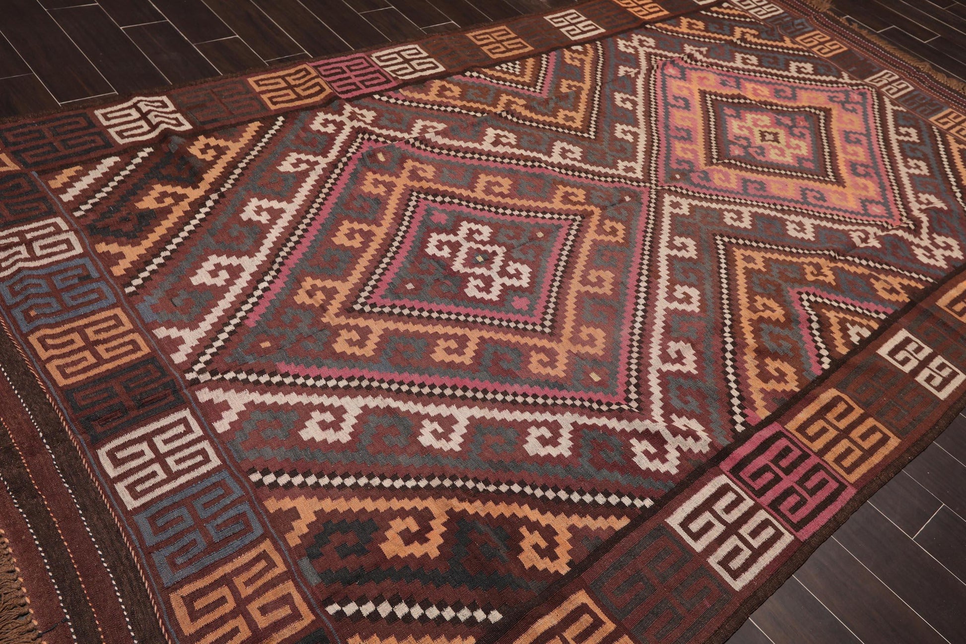 6'4"x11'8" Hand Woven Afghan Kilim Southwestern Runner Oriental Area Rug Brown-3