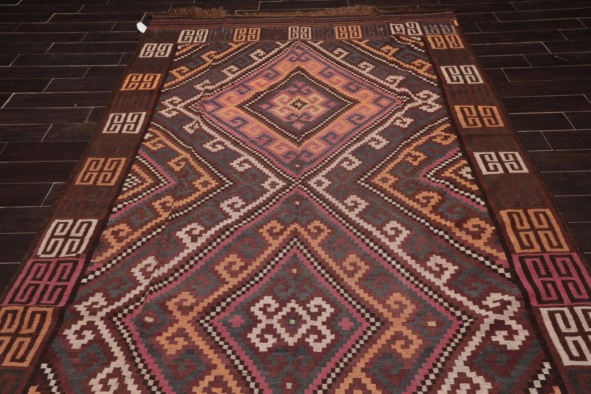 6'4"x11'8" Hand Woven Afghan Kilim Southwestern Runner Oriental Area Rug Brown-4