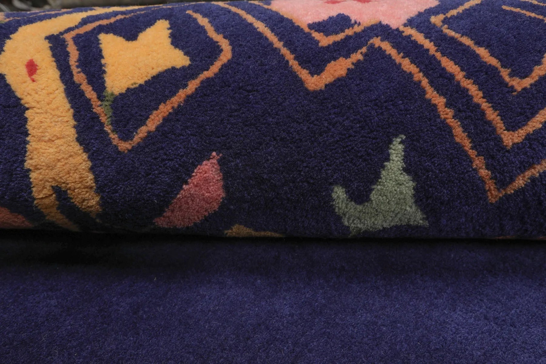 LoomBloom Multi Sizes Navy Hand Tufted Floral Chinese Art Deco New Zealand Wool Oriental Area Rug-3
