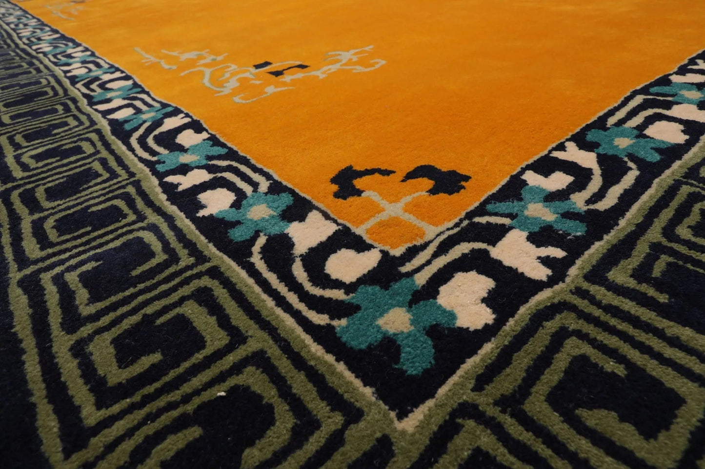 LoomBloom Multi Size Gold Hand Tufted Greek Key Chinese Art Deco New Zealand Wool Oriental Area Rug-3