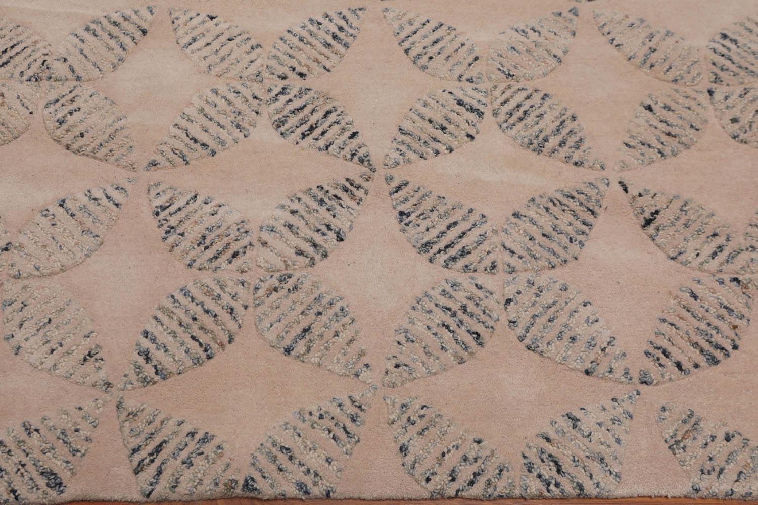 4'8" x 6'8" Handmade High Low Pile Wool Loop & Cut Area rug Contemporary Beige-3