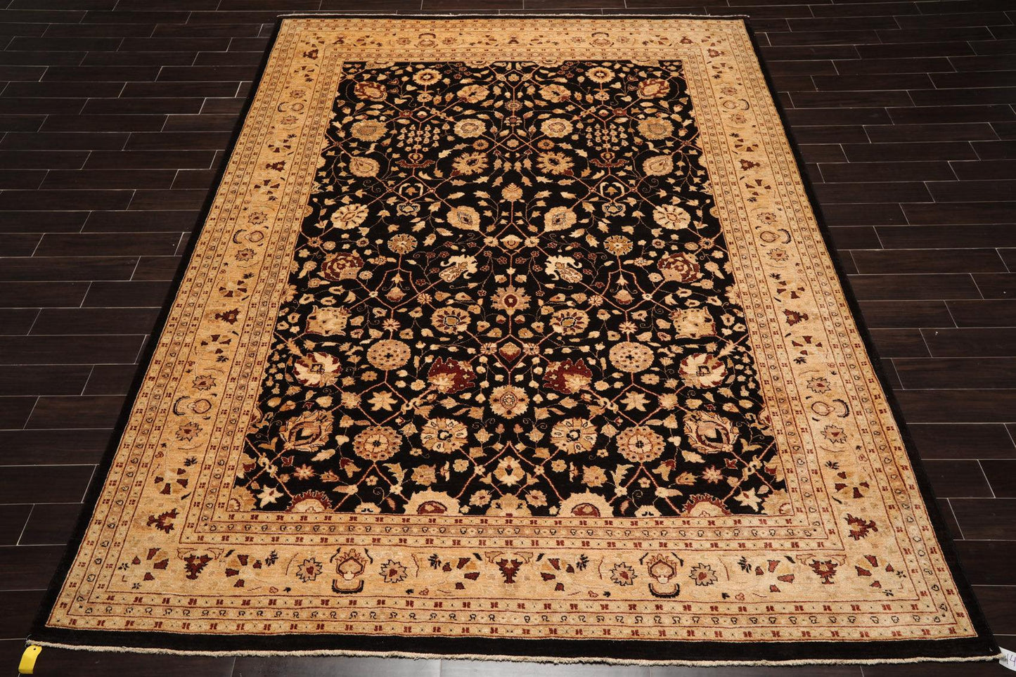 9'3" x 12' Hand Knotted 100% Wool Peshawar Oriental Area Rug Dark Chocolate-1
