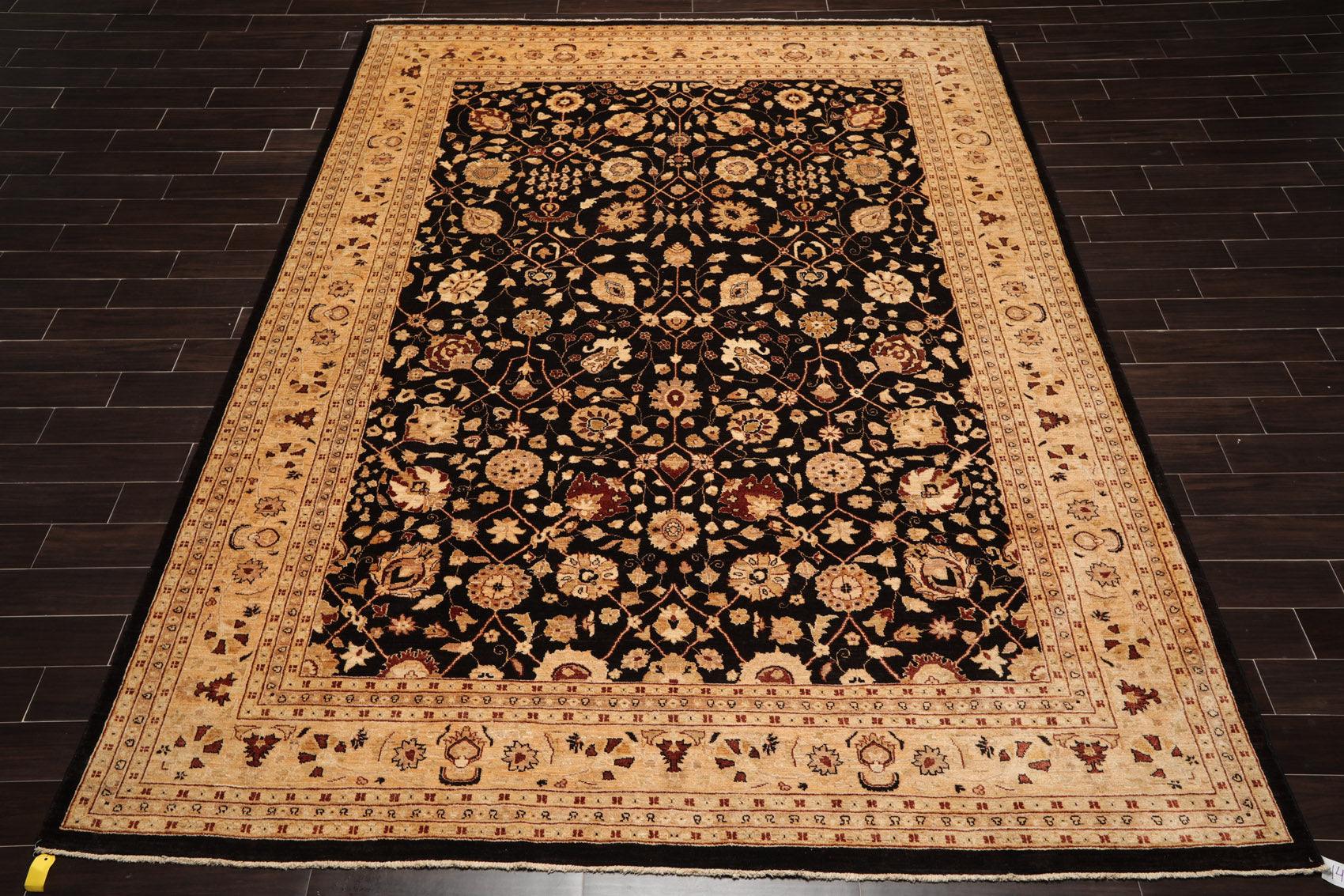 9'3" x 12' Hand Knotted 100% Wool Peshawar Oriental Area Rug Dark Chocolate-1