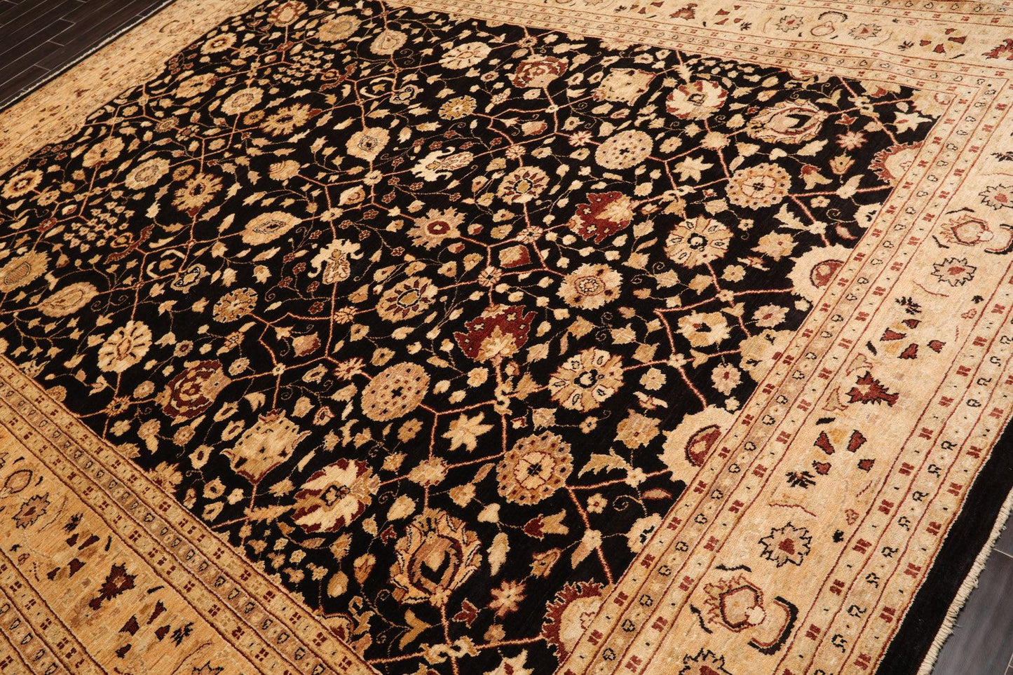 9'3" x 12' Hand Knotted 100% Wool Peshawar Oriental Area Rug Dark Chocolate-2