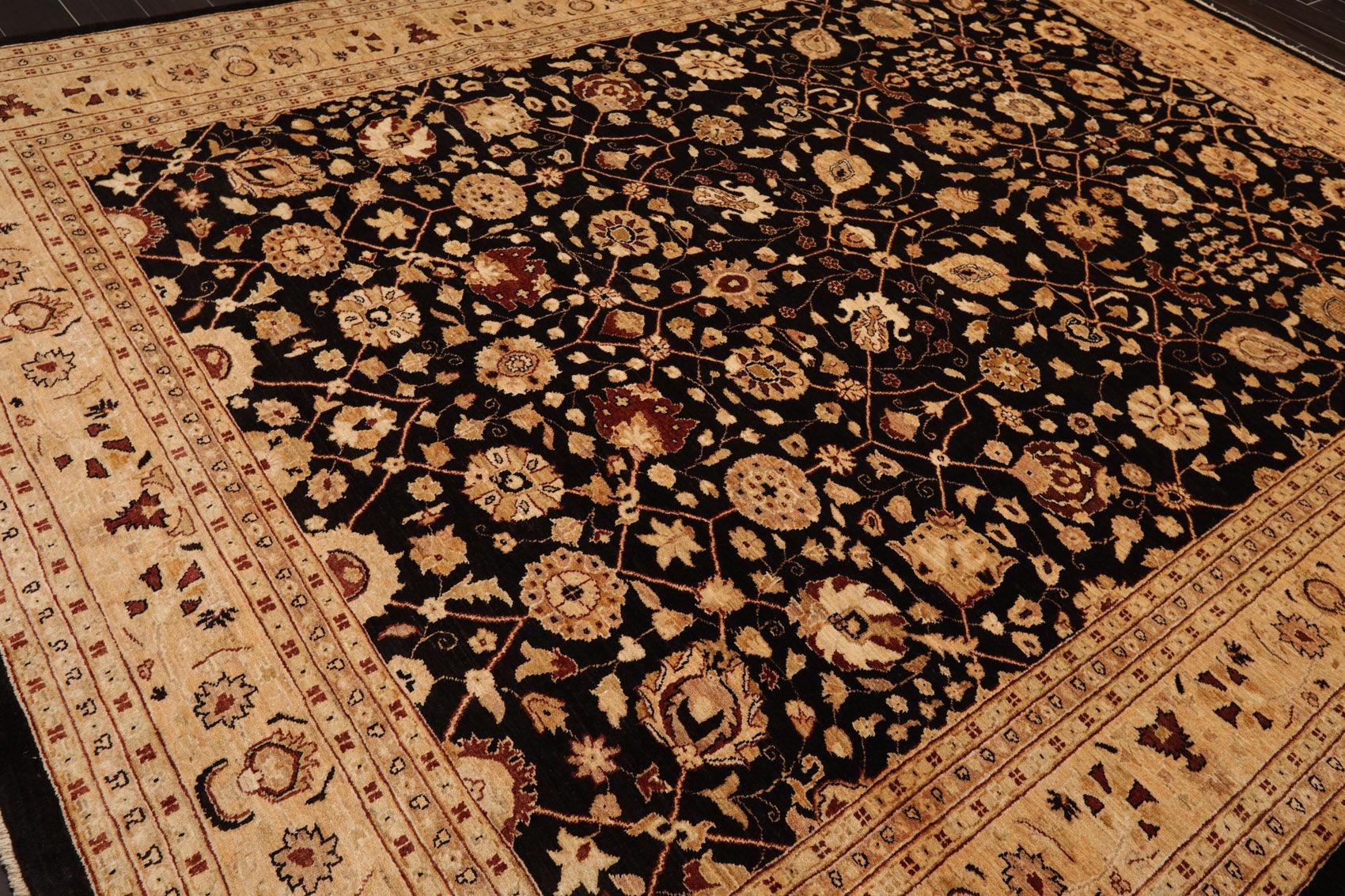 9'3" x 12' Hand Knotted 100% Wool Peshawar Oriental Area Rug Dark Chocolate-3