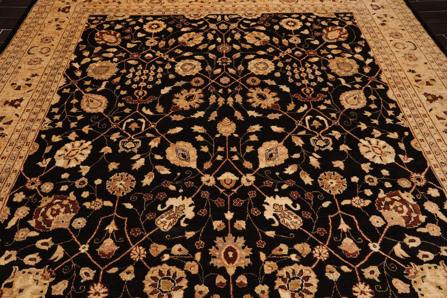 9'3" x 12' Hand Knotted 100% Wool Peshawar Oriental Area Rug Dark Chocolate-4