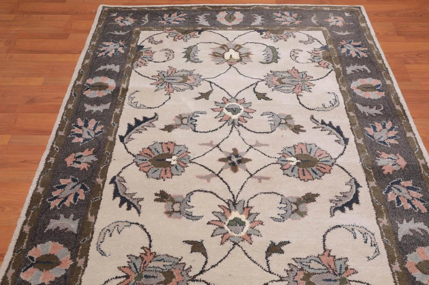 5' x 8' Handmade 100% Wool Traditional Oriental Area Rug Traditional Beige-2