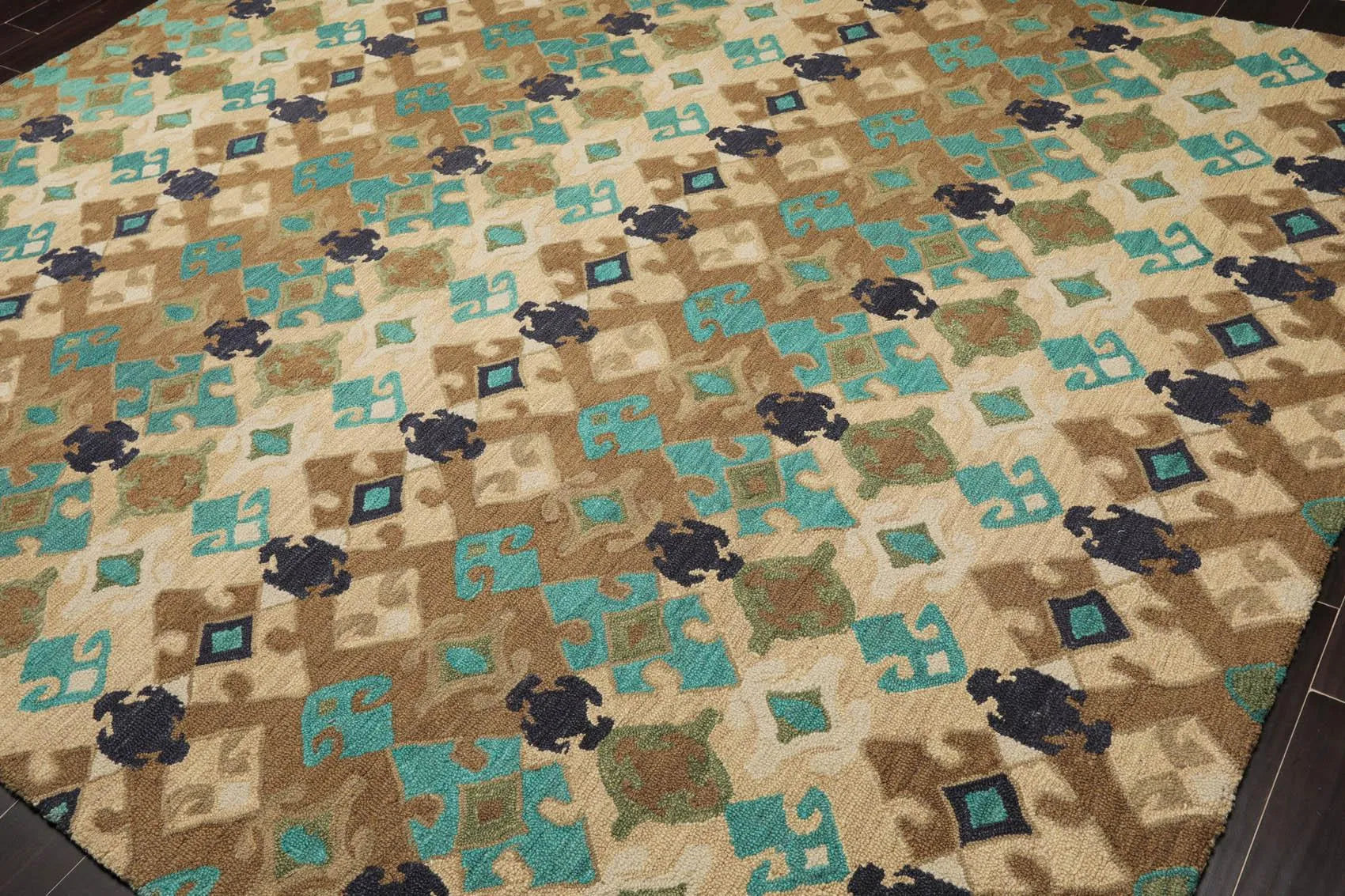Multi Sizes Handmade 100% Wool Modern Loop & Cut Pile Area Rug Beige-3