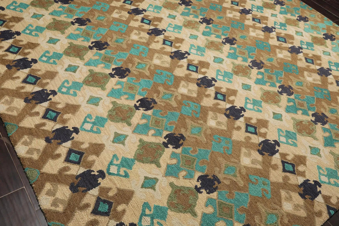Multi Sizes Handmade 100% Wool Modern Loop & Cut Pile Area Rug Beige-4