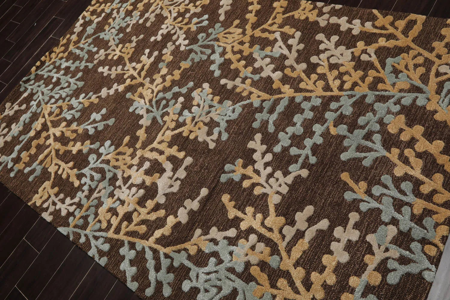 5 x 8 Aqua, Beige Hand Tufted Hand Made Wool and Silk Karastan Traditional Oriental Area Rug-2