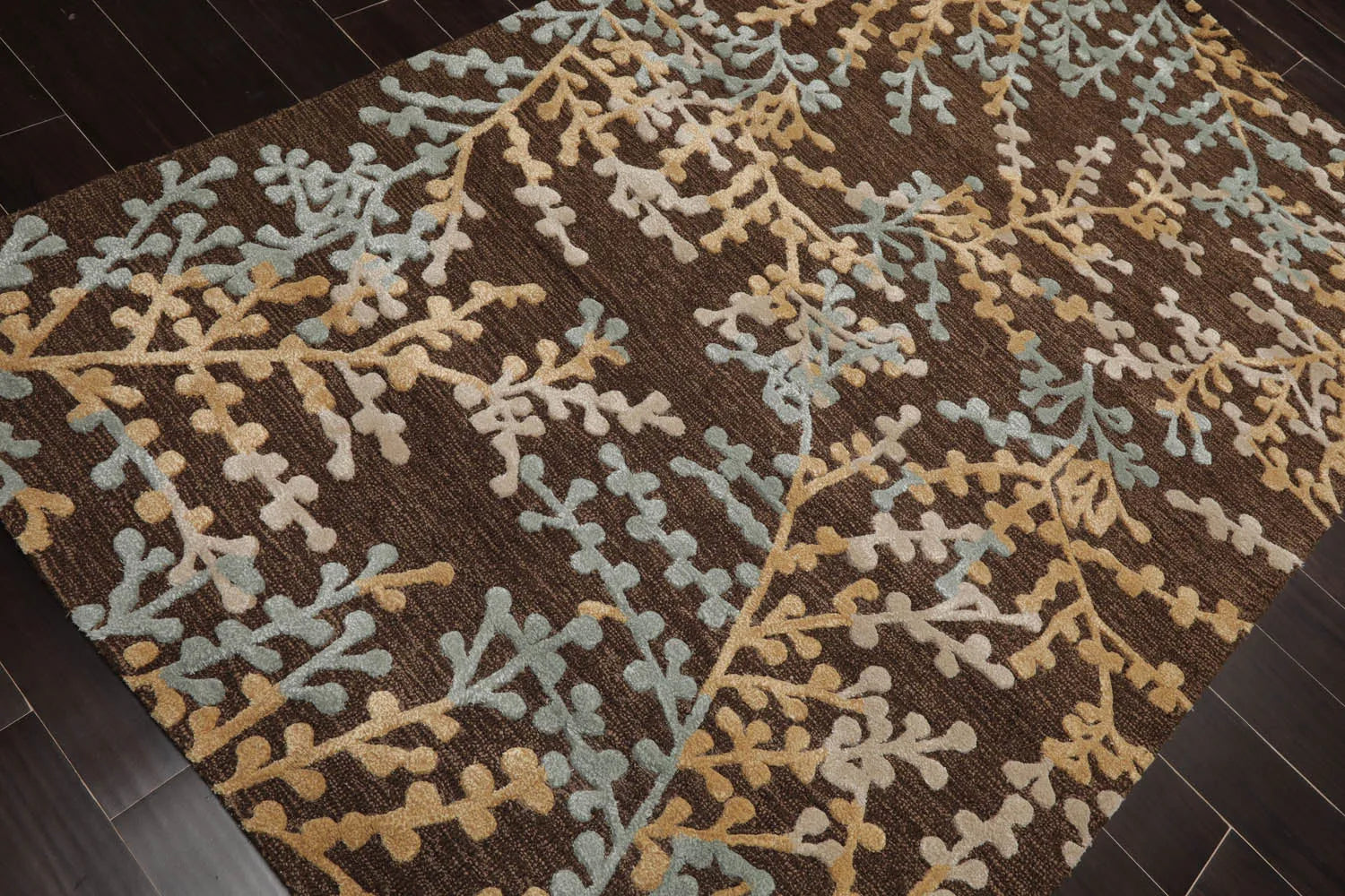 5 x 8 Aqua, Beige Hand Tufted Hand Made Wool and Silk Karastan Traditional Oriental Area Rug-3