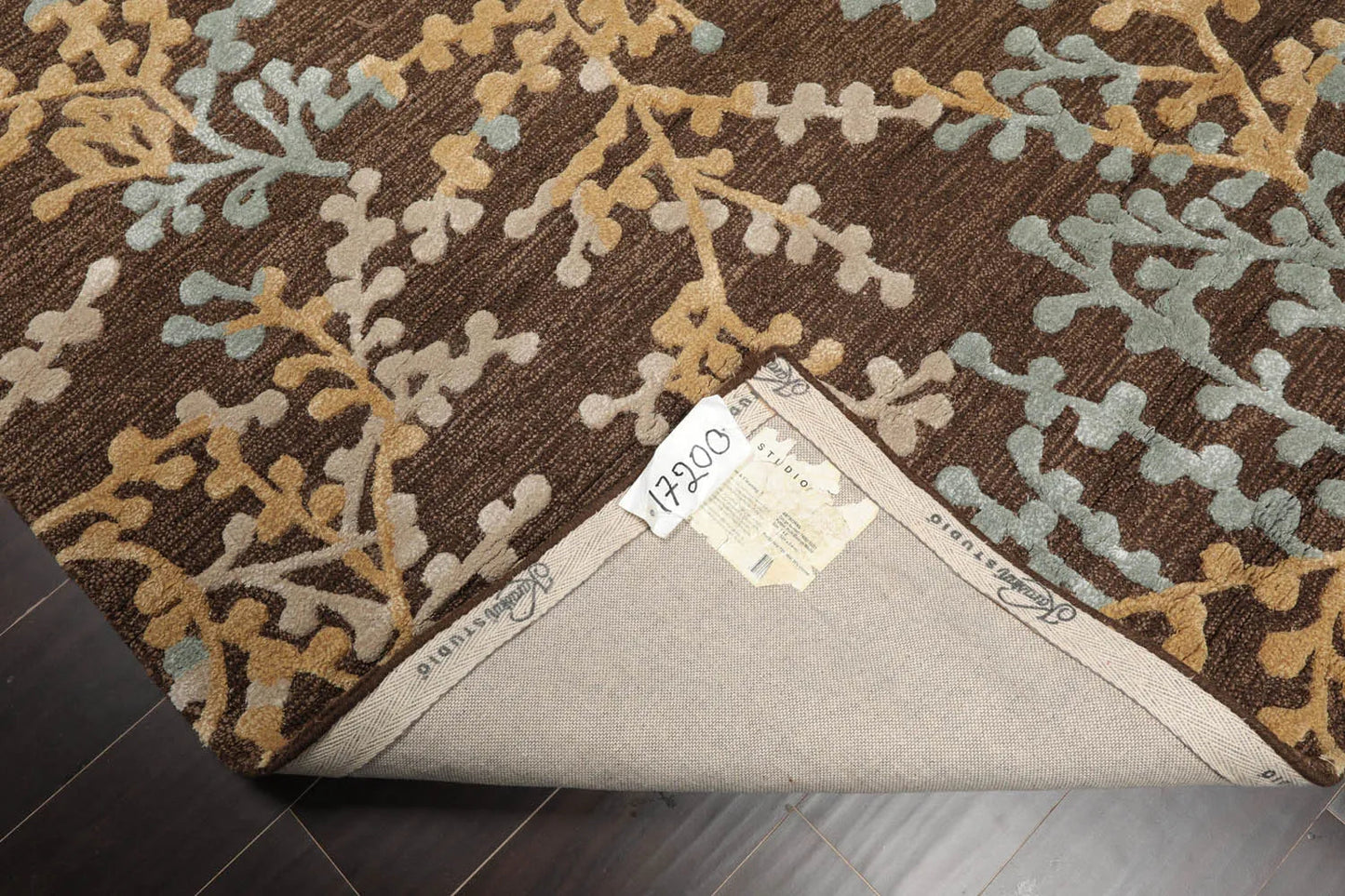 5 x 8 Aqua, Beige Hand Tufted Hand Made Wool and Silk Karastan Traditional Oriental Area Rug-4