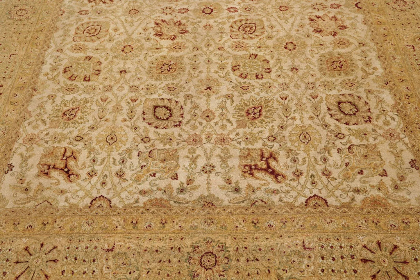7'11'' x 10' Hand Knotted 100% Wool Agra 250 KPSI Oriental Area Rug Beige-4