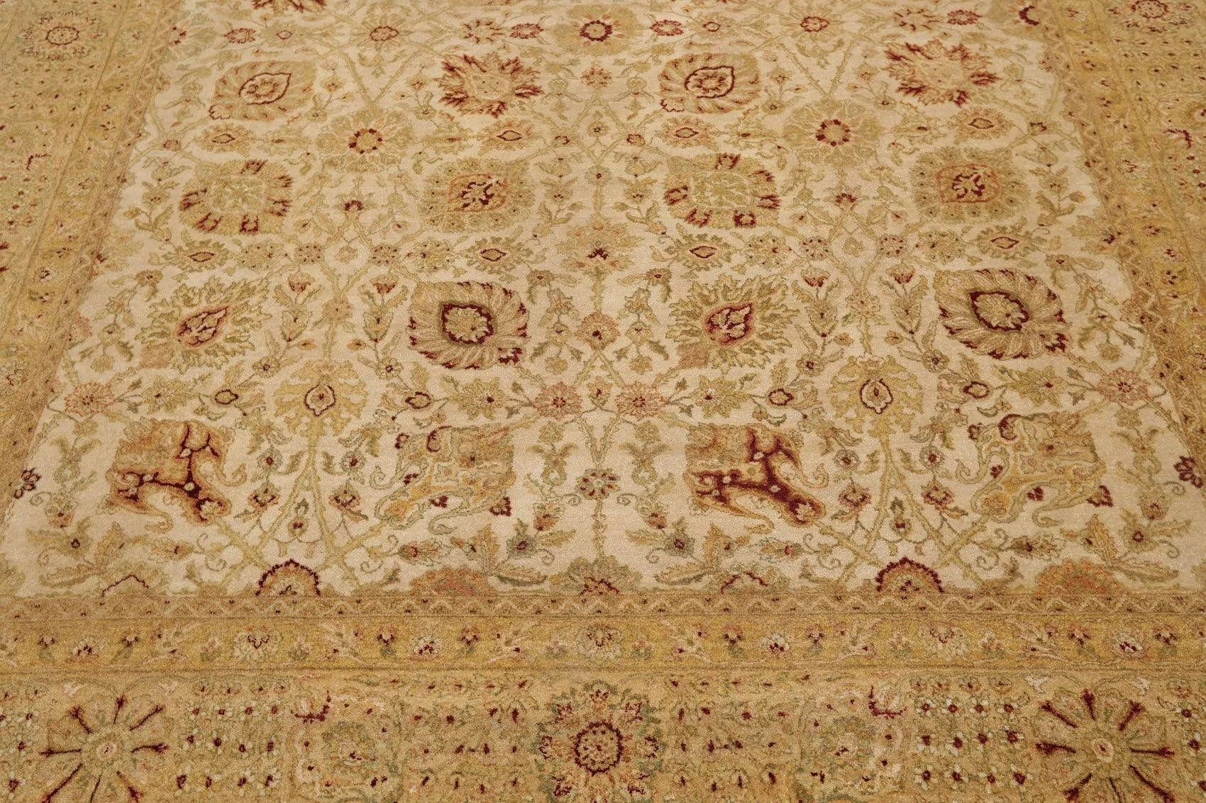 7'11'' x 10' Hand Knotted 100% Wool Agra 250 KPSI Oriental Area Rug Beige-4