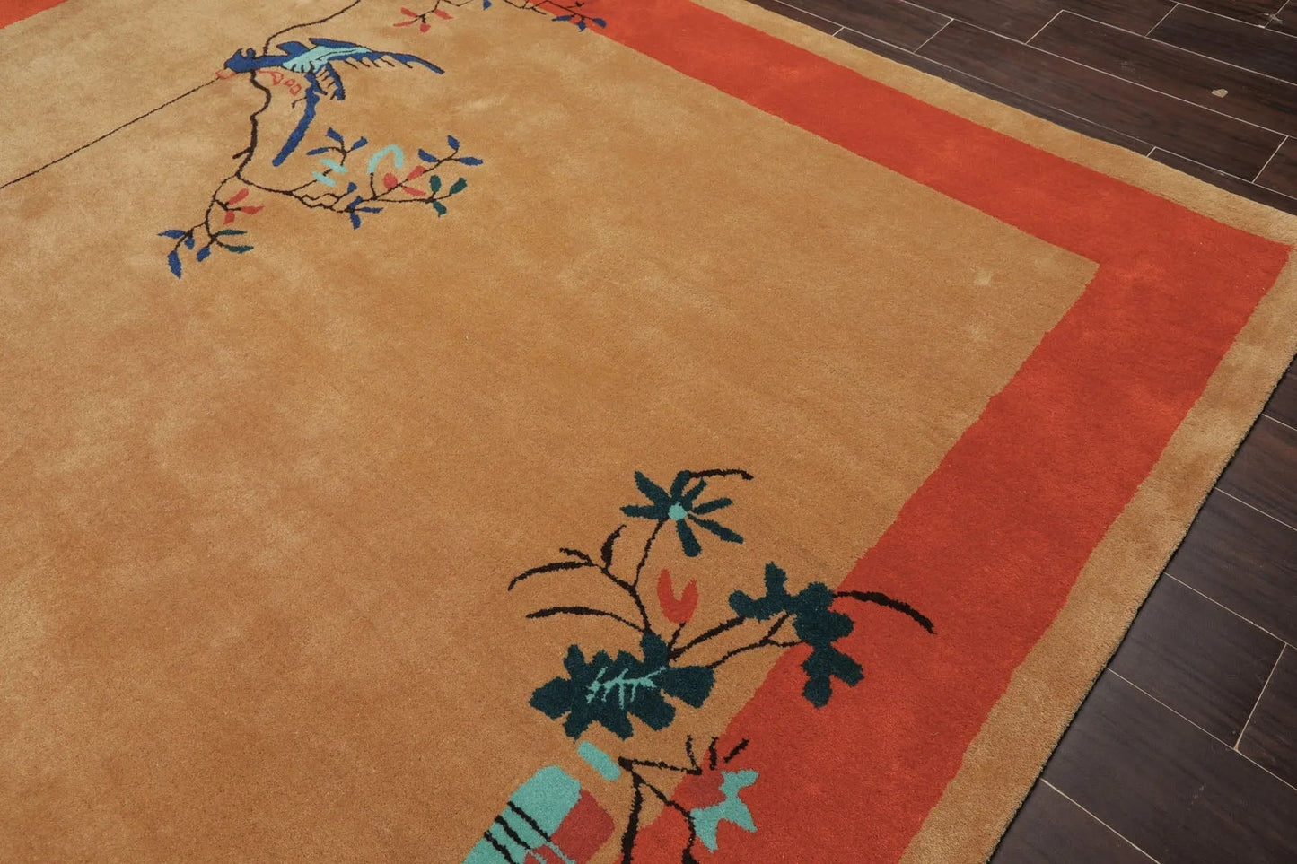LoomBloom Multi Sizes Beige Hand Tufted  Chinese Art Deco New Zealand Wool Oriental Area Rug-3