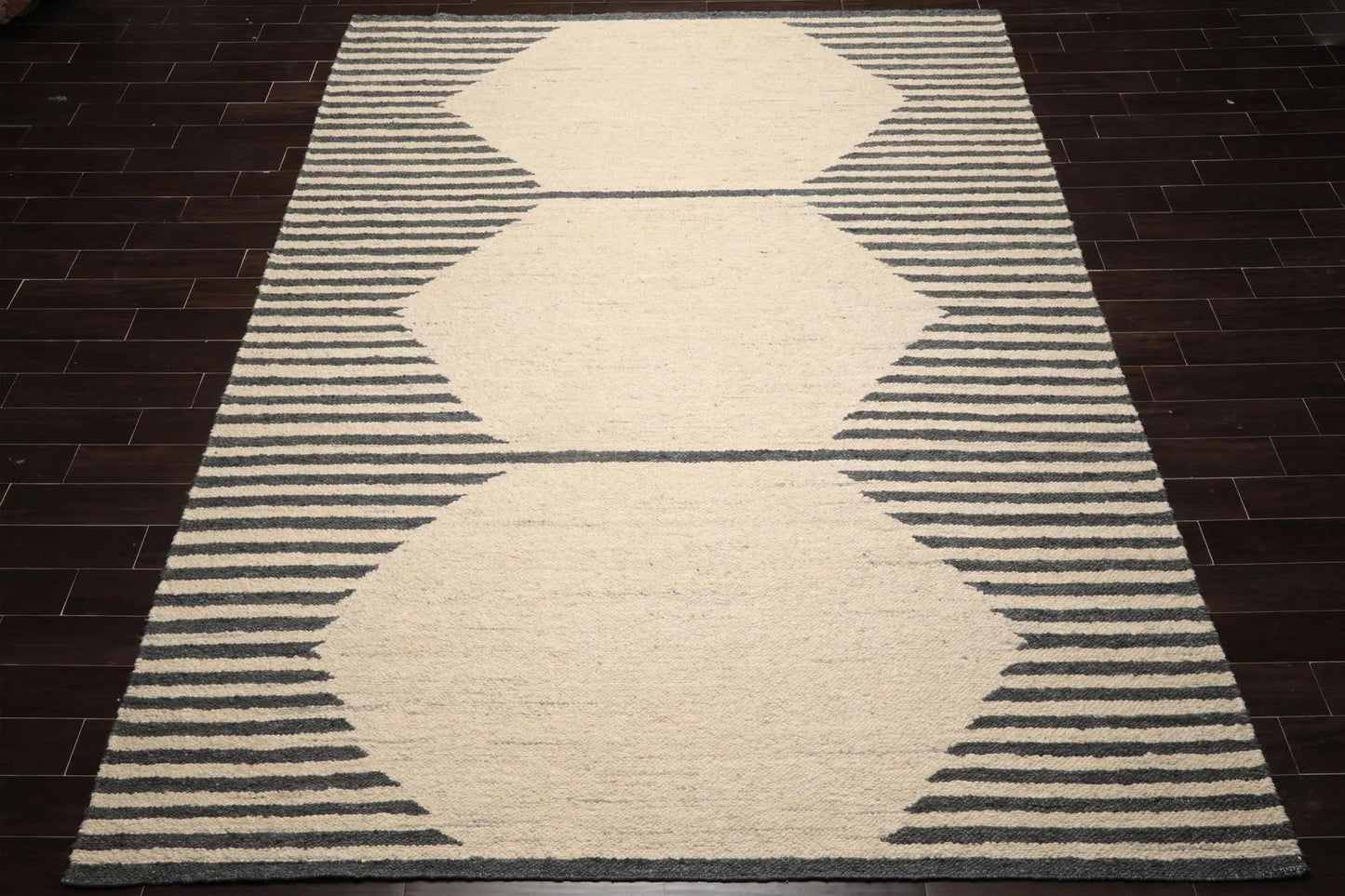 LoomBloom Multi Sizes Oatmeal Hand Woven Flatweave Contemporary Geometric Wool Oriental Area Rug-2