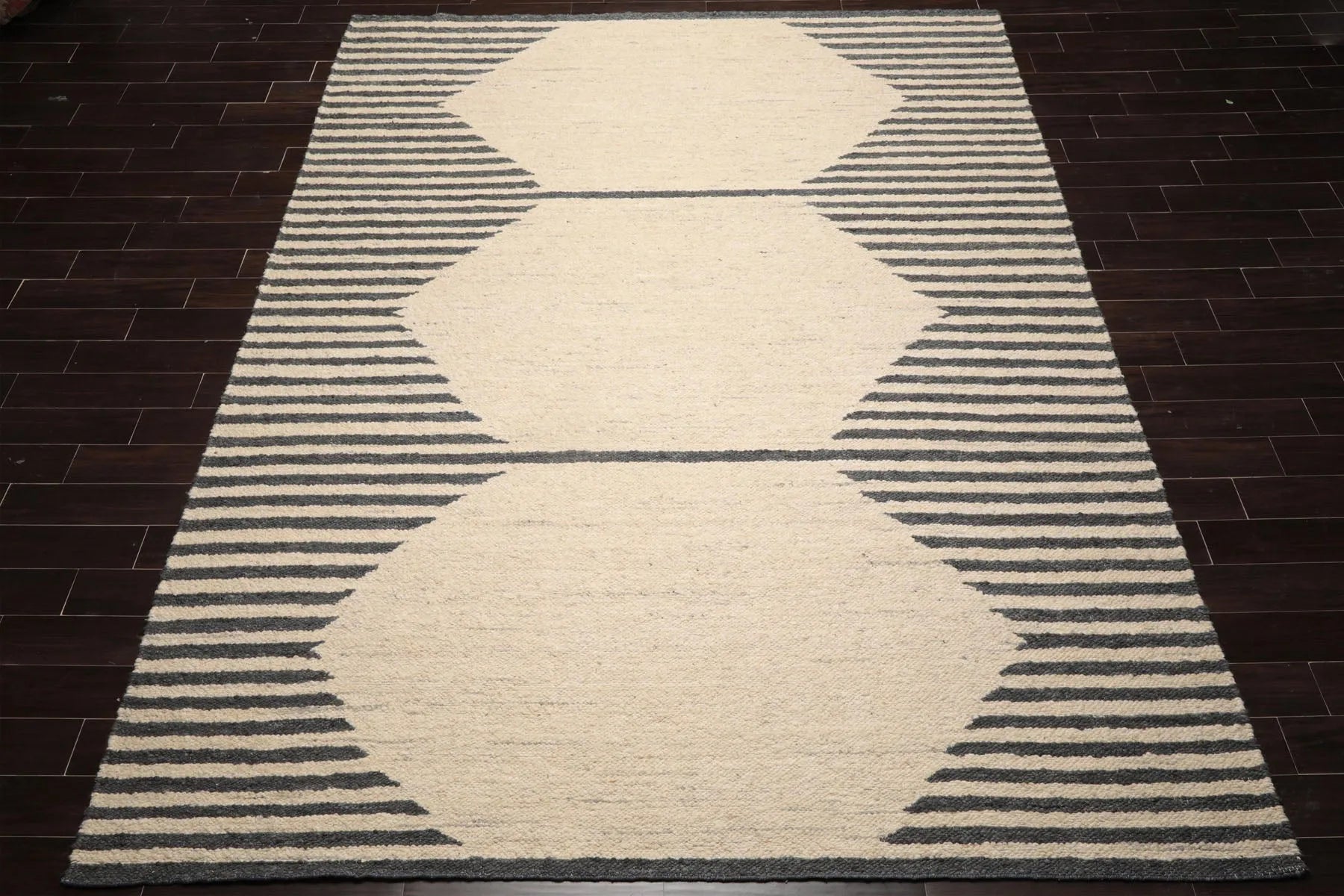 LoomBloom Multi Sizes Oatmeal Hand Woven Flatweave Contemporary Geometric Wool Oriental Area Rug-2