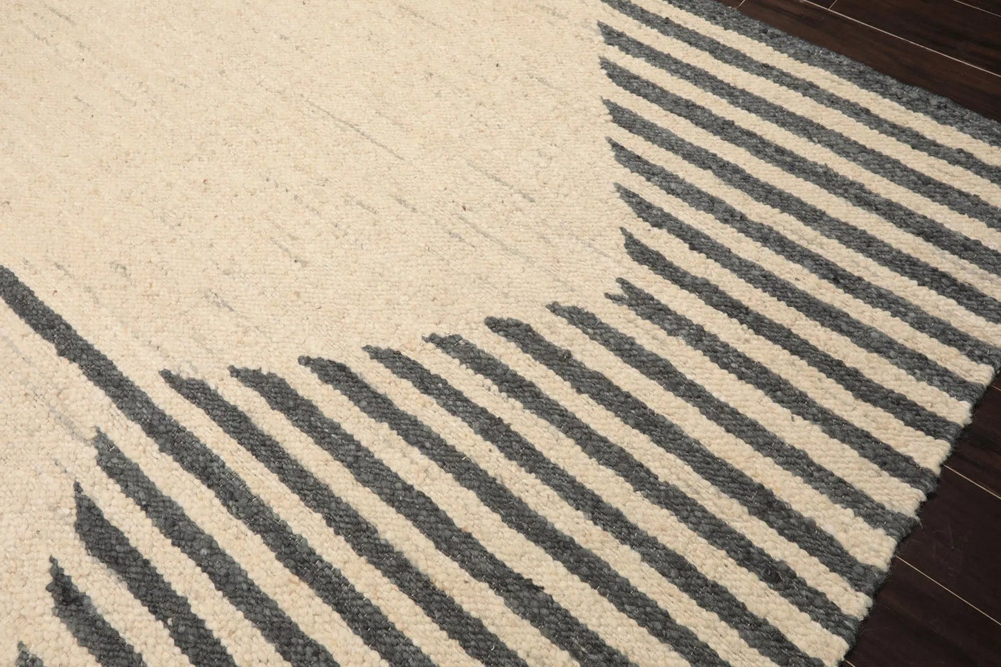 LoomBloom Multi Sizes Oatmeal Hand Woven Flatweave Contemporary Geometric Wool Oriental Area Rug-3