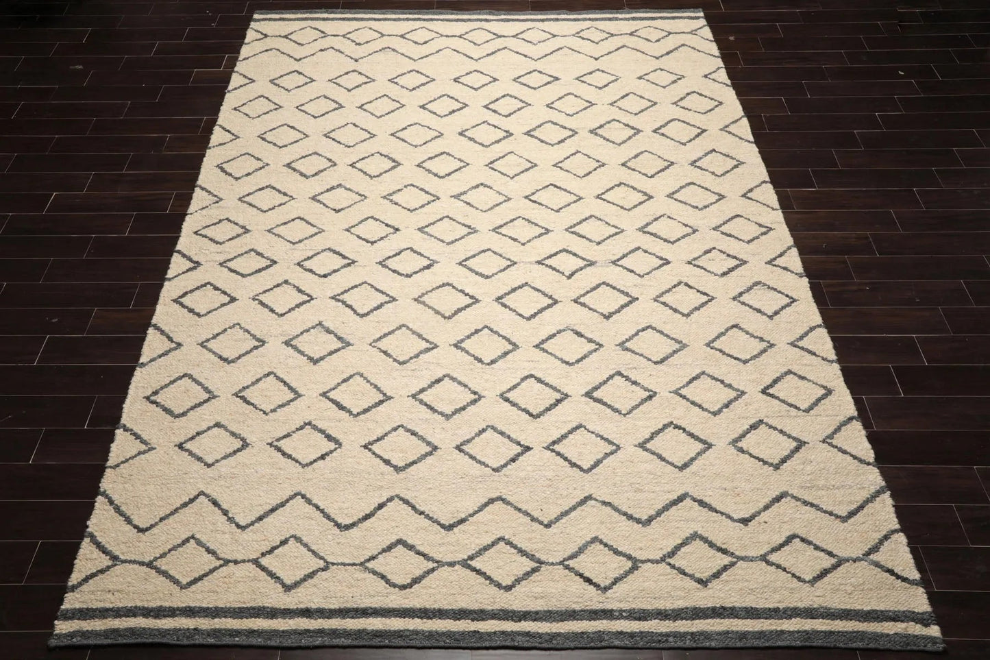 LoomBloom Multi Sizes Oatmeal Hand Woven Flatweave Contemporary Geometric Wool Oriental Area Rug-2