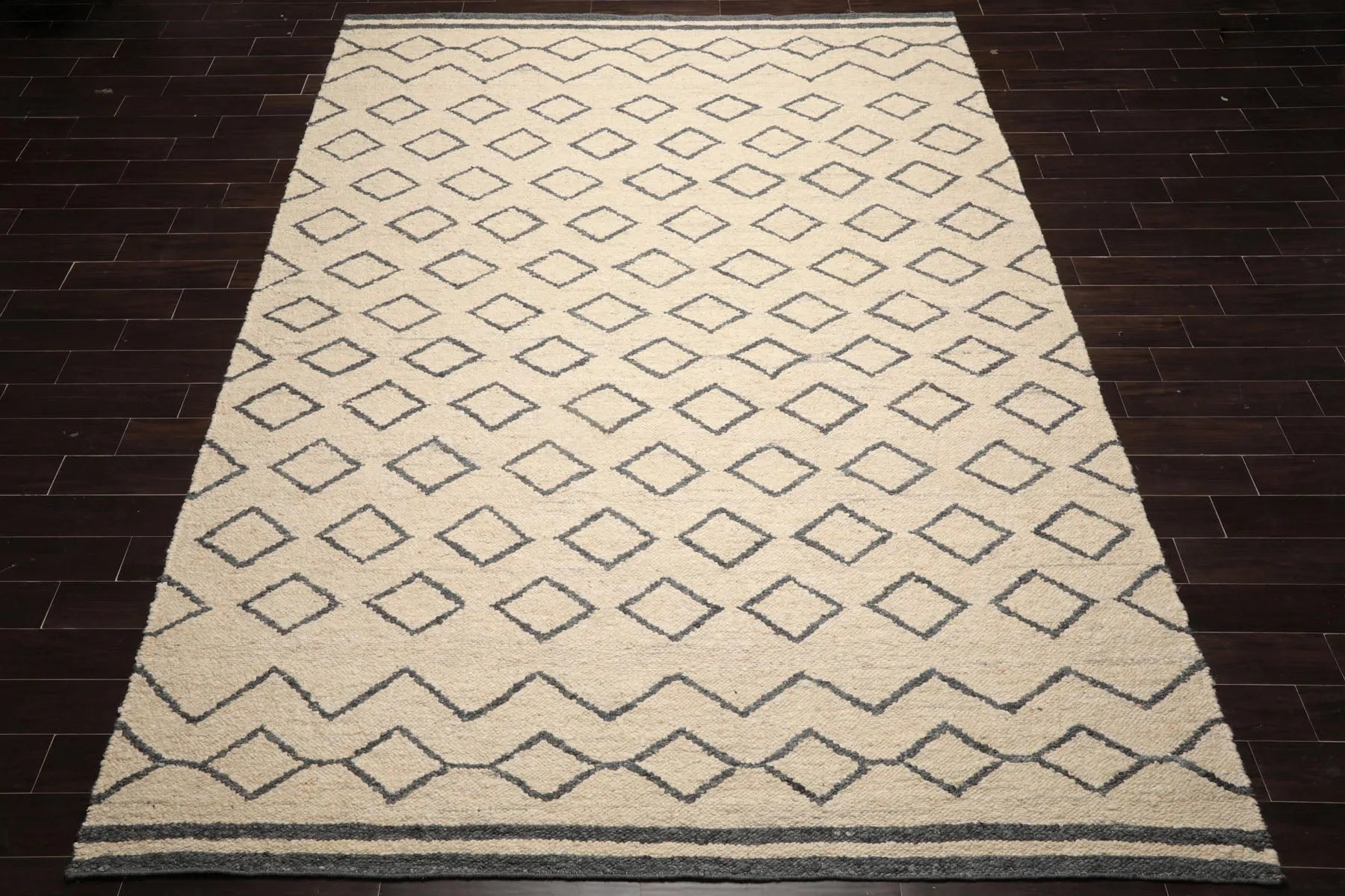 LoomBloom Multi Sizes Oatmeal Hand Woven Flatweave Contemporary Geometric Wool Oriental Area Rug-2