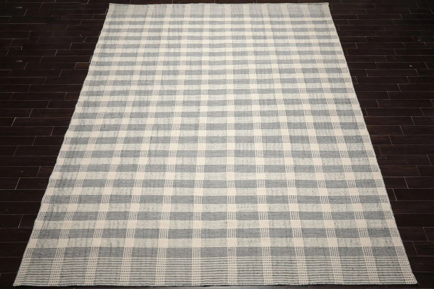 LoomBloom Plaid  Multi Sizes Ivory Hand Woven Flatweave Modern Wool Oriental Area Rug-3