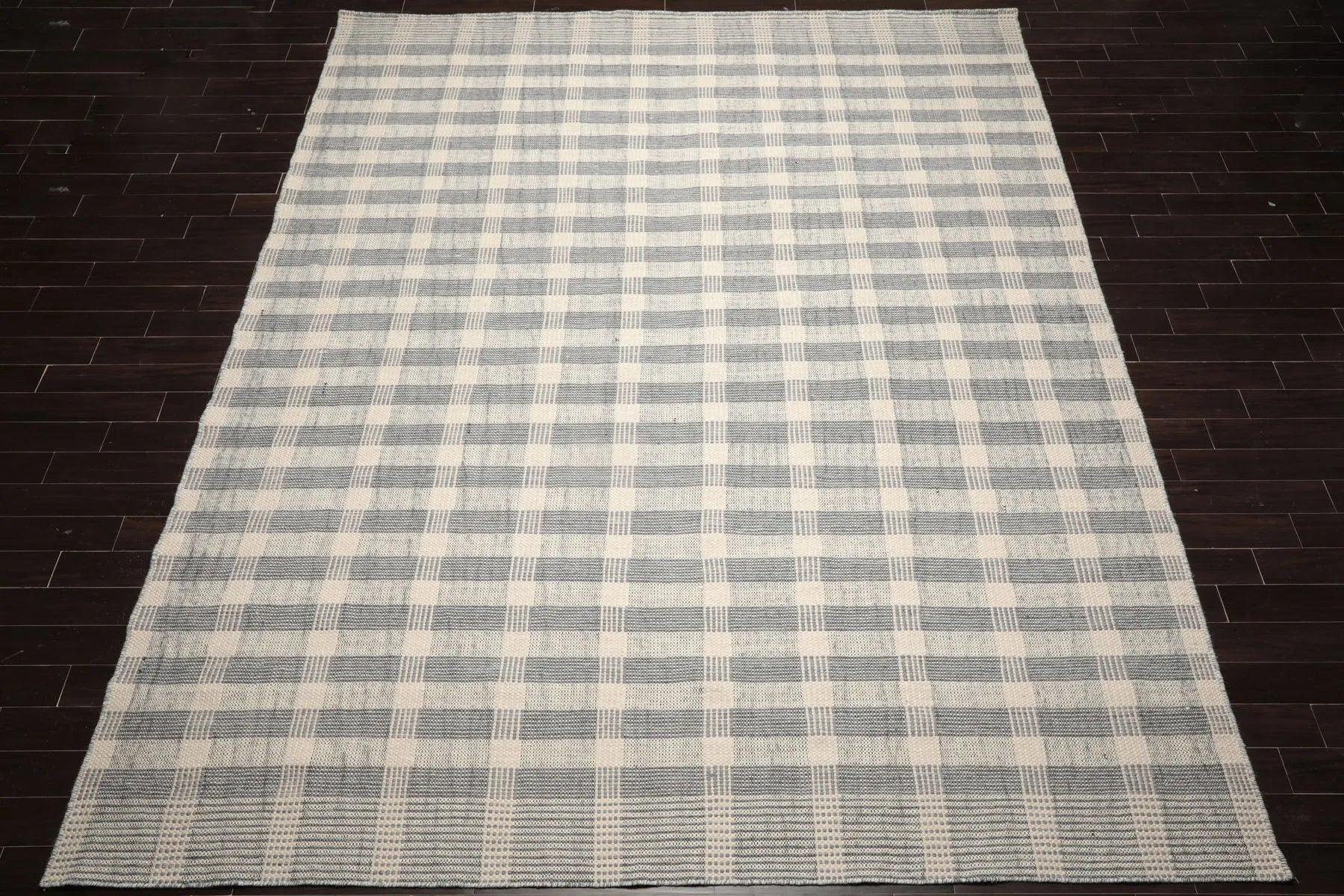 LoomBloom Plaid  Multi Sizes Ivory Hand Woven Flatweave Modern Wool Oriental Area Rug-3