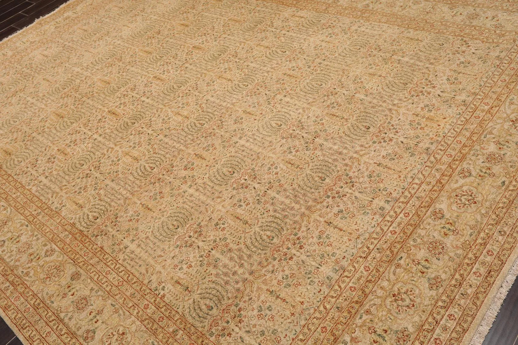 8'7'' x 11'7'' Hand Knotted 100% Wool Tree of life Oriental Area Rug Beige-2