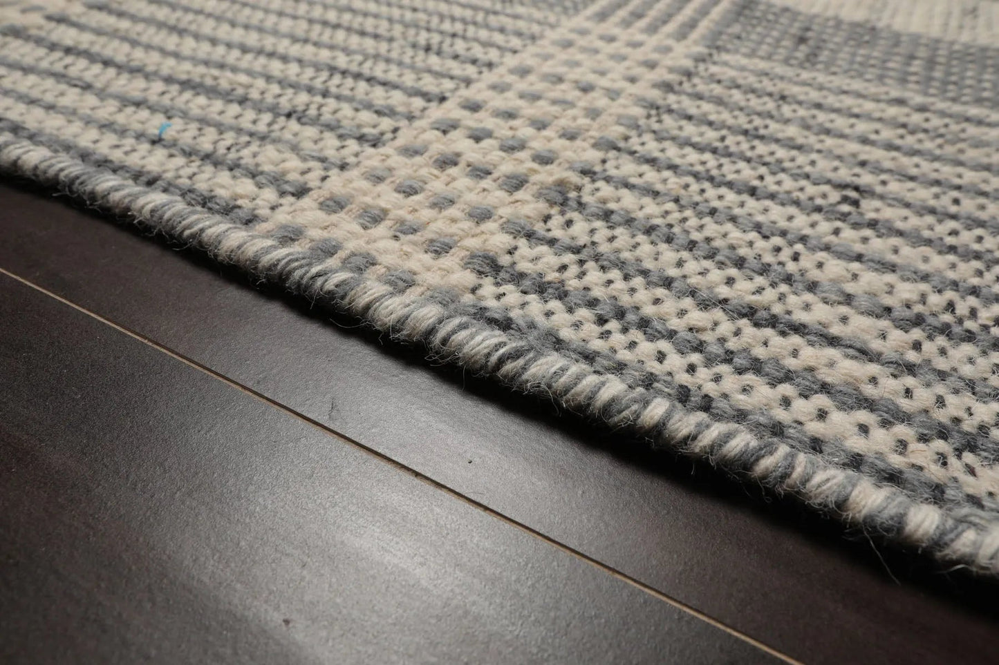 LoomBloom Plaid  Multi Sizes Ivory Hand Woven Flatweave Modern Wool Oriental Area Rug-4